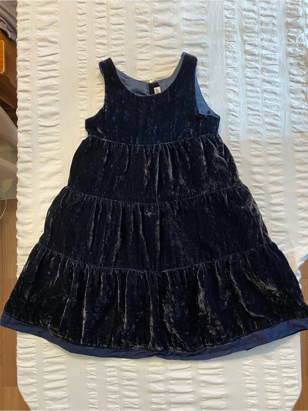 H&M Girls Dark Navy Velvet Tiered Party Dress